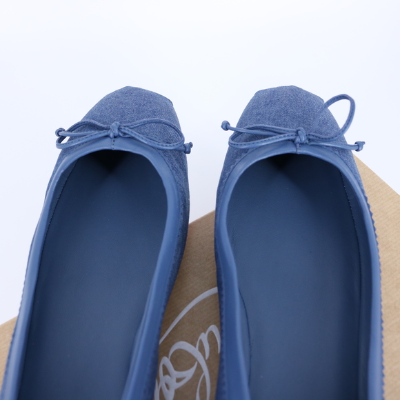 Christian Louboutin 41 Mamadrague Square Toe Ballerina Denim Blue Flats E834 - Picture 13 of 15